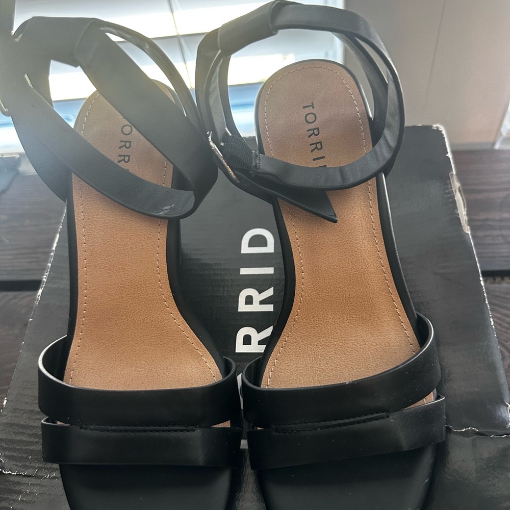 Torrid size 7.5 black wide cone wedges
